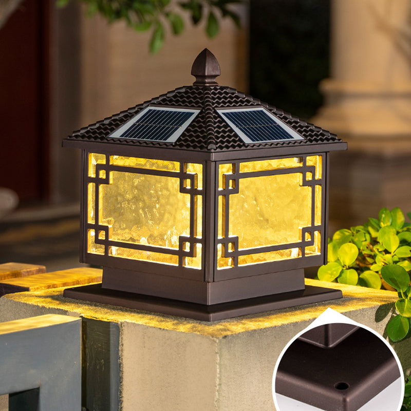 Modern Minimalist LED Solar Lighting Fixture with Glass Shade for Garden