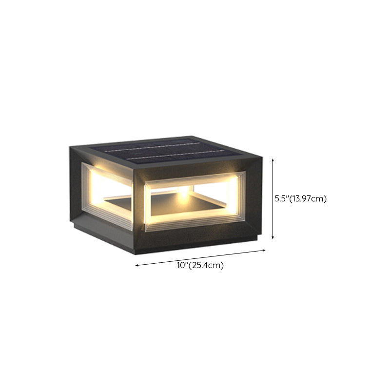 Square Contemporary Waterproof LED Pillar Light in Black for Courtyard