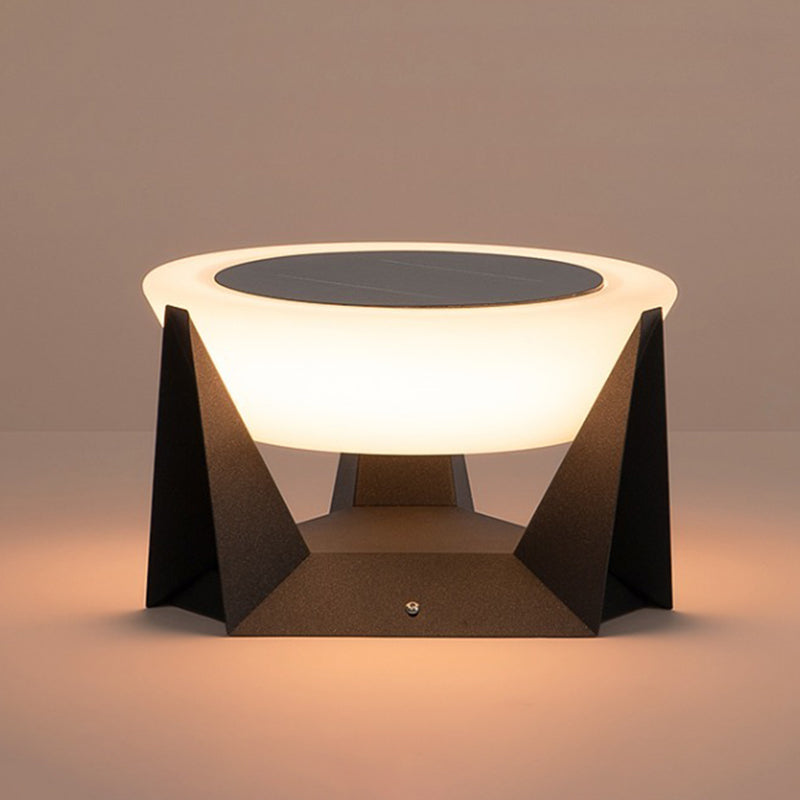 Round Contemporary Waterproof Pillar Light in Black for Courtyard