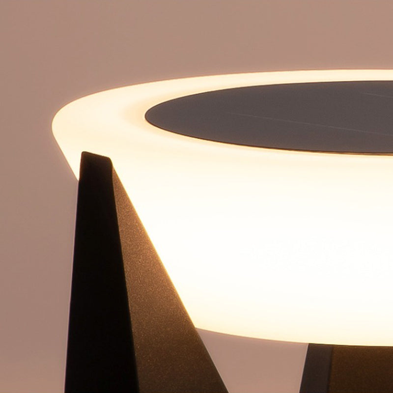 Round Contemporary Waterproof Pillar Light in Black for Courtyard