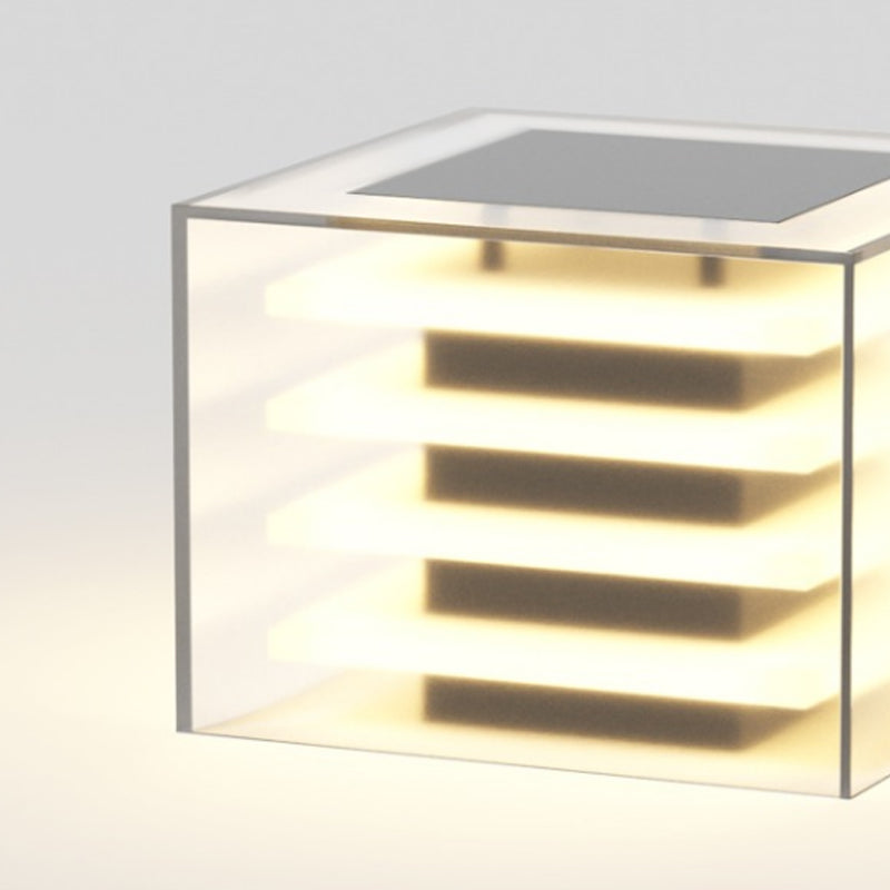 Square Contemporary Waterproof Pillar Light with Acrylic for Courtyard