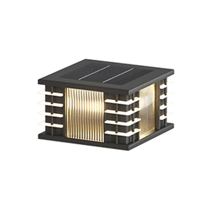 Square Contemporary Waterproof Pillar Light with Metal for Courtyard