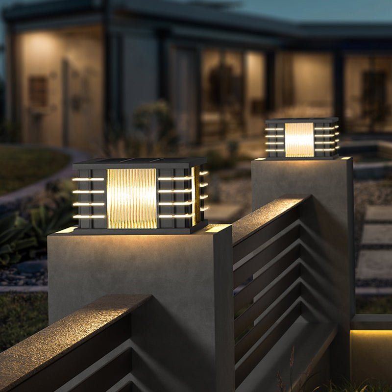 Square Contemporary Waterproof Pillar Light with Metal for Courtyard
