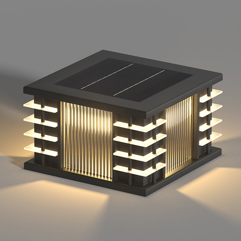 Square Contemporary Waterproof Pillar Light with Metal for Courtyard