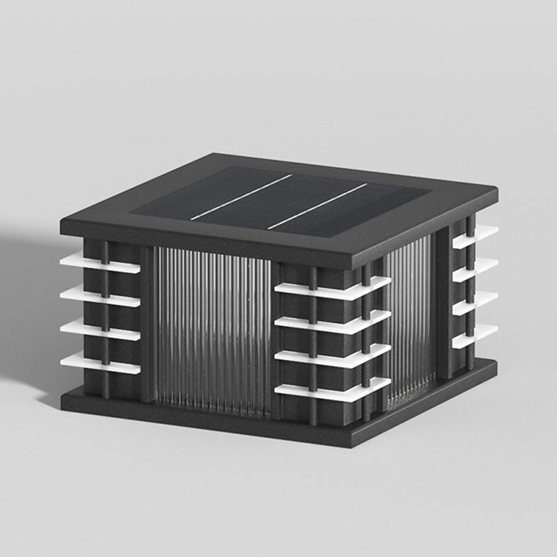 Square Contemporary Waterproof Pillar Light with Metal for Courtyard