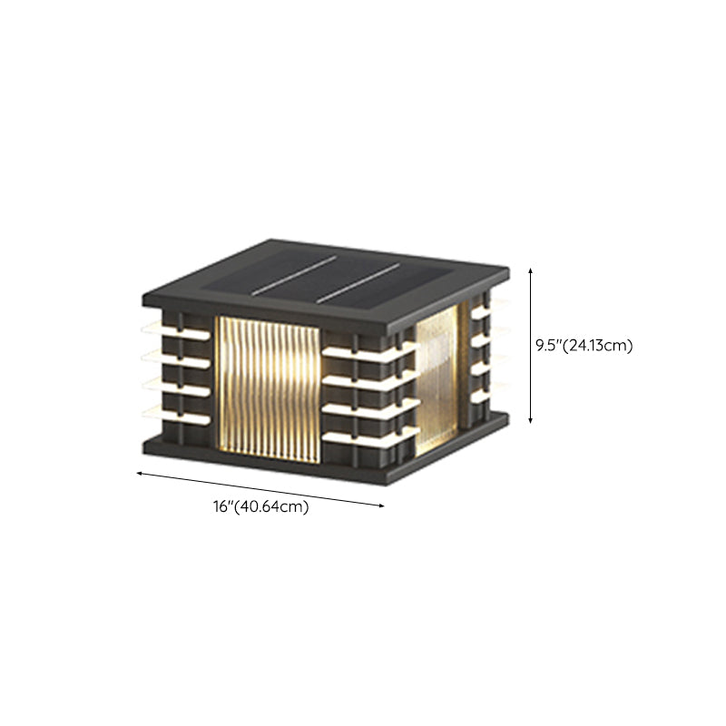 Square Contemporary Waterproof Pillar Light with Metal for Courtyard