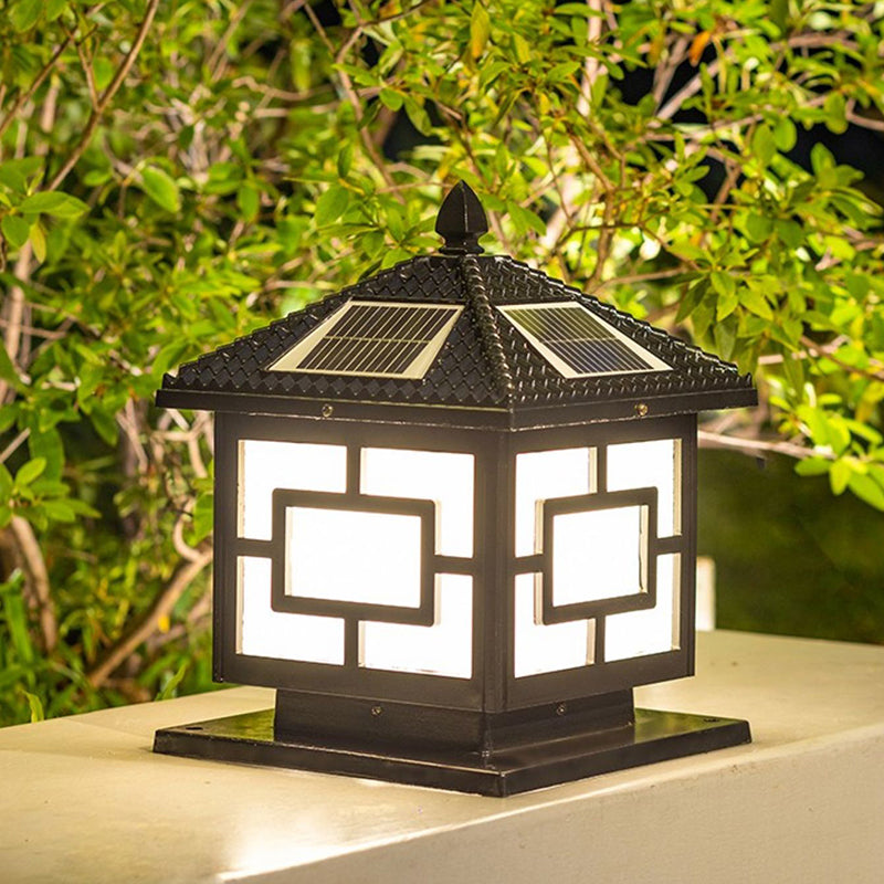 Contemporary Square Shape Waterproof Pillar Light with Metal for Courtyard