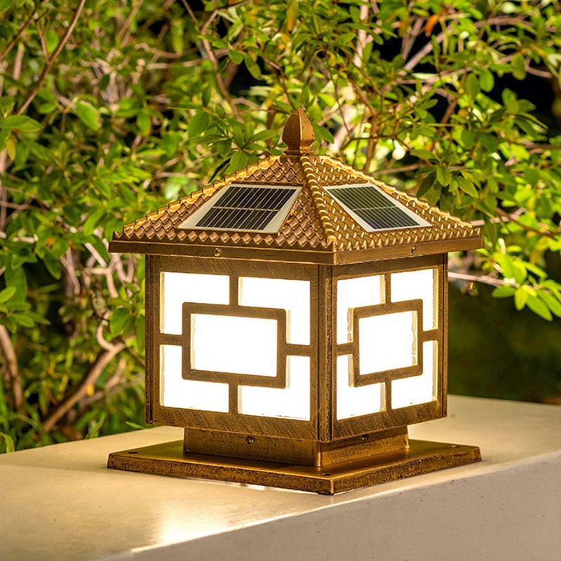 Contemporary Square Shape Waterproof Pillar Light with Metal for Courtyard