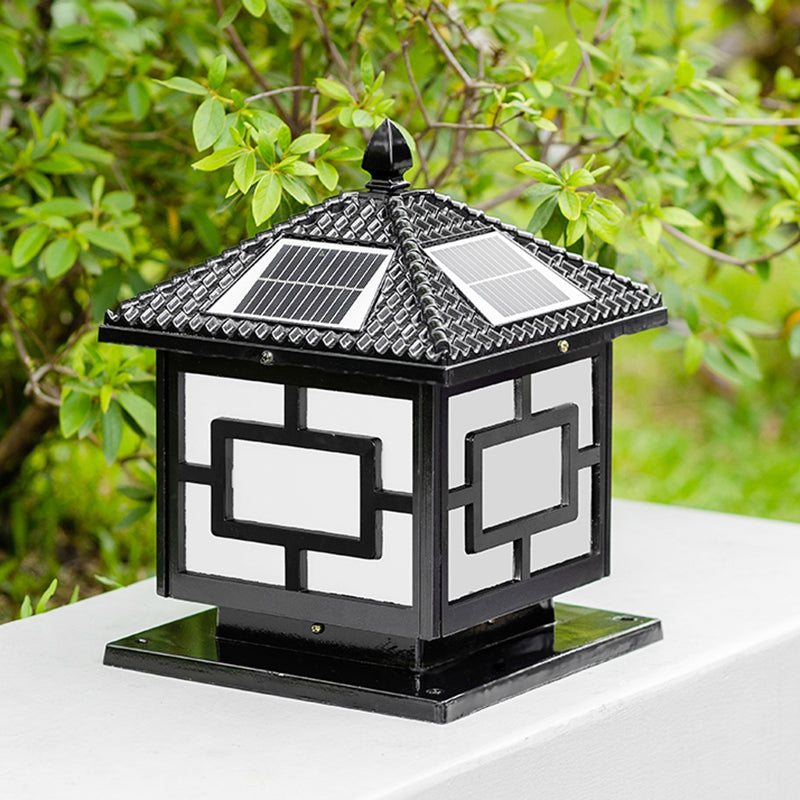 Contemporary Square Shape Waterproof Pillar Light with Metal for Courtyard