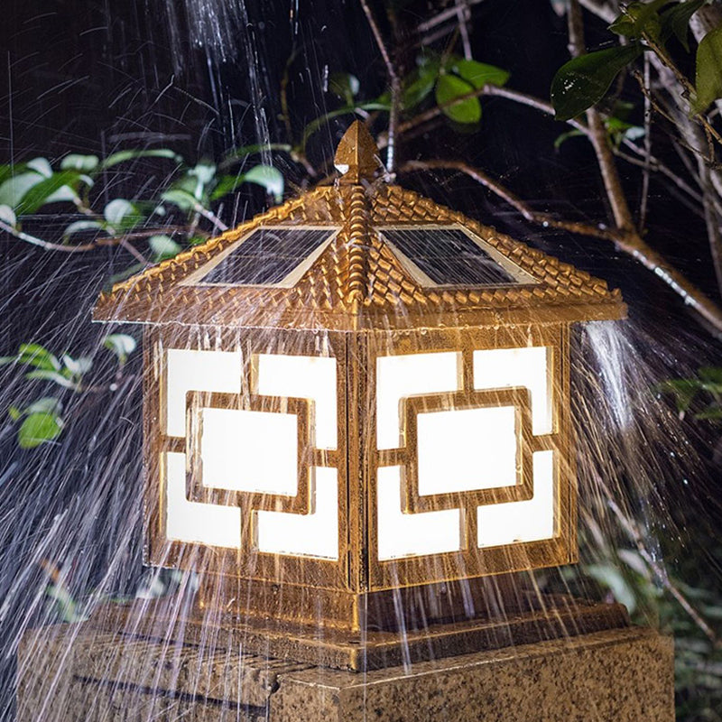 Contemporary Square Shape Waterproof Pillar Light with Metal for Courtyard