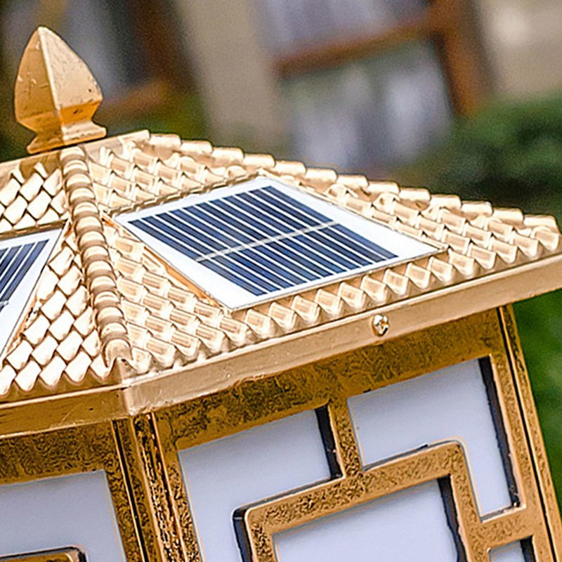 Contemporary Square Shape Waterproof Pillar Light with Metal for Courtyard