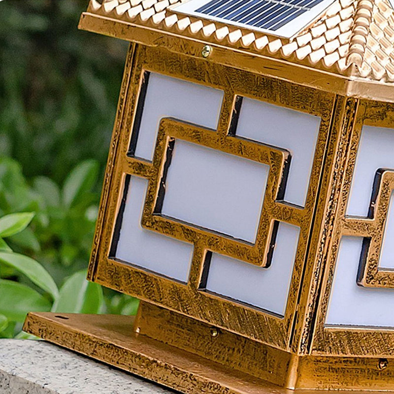 Contemporary Square Shape Waterproof Pillar Light with Metal for Courtyard