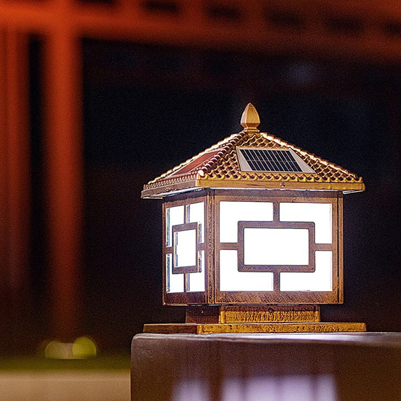 Contemporary Square Shape Waterproof Pillar Light with Metal for Courtyard