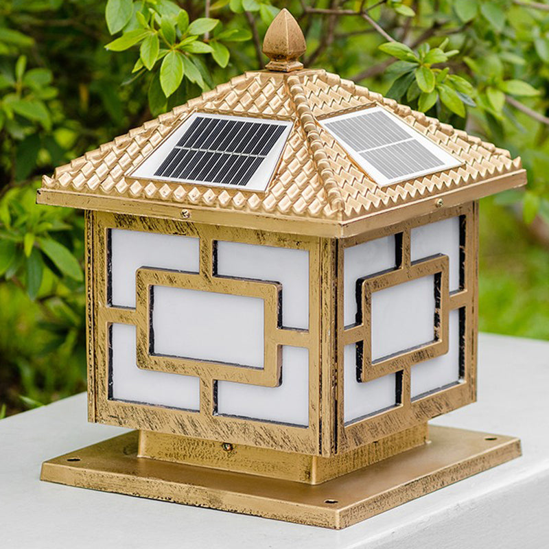 Contemporary Square Shape Waterproof Pillar Light with Metal for Courtyard