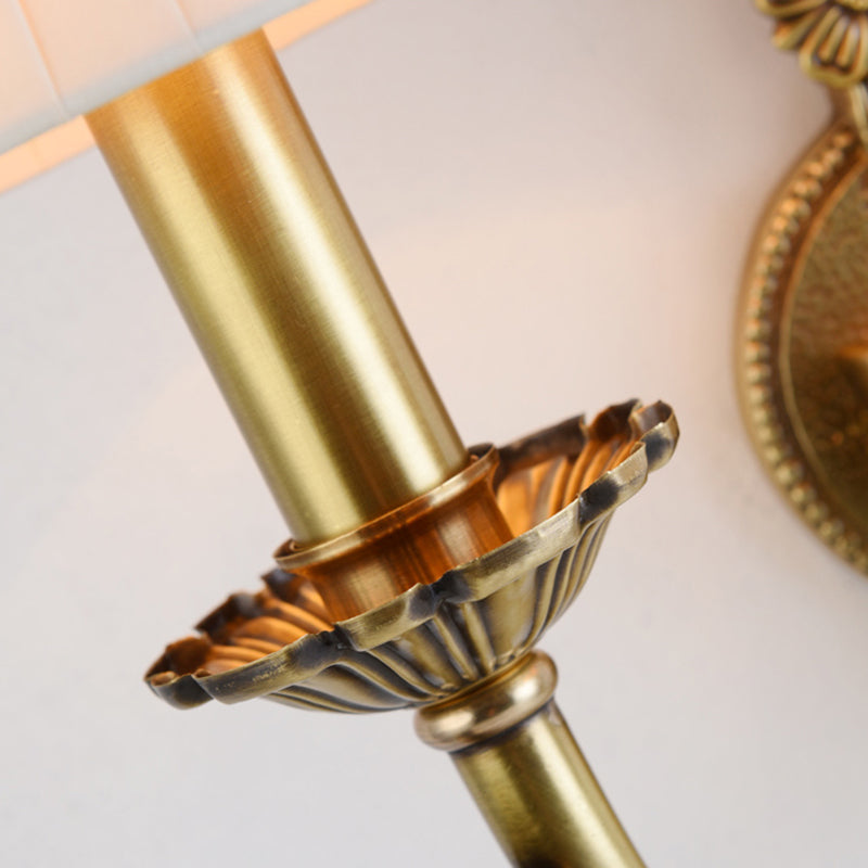 Modern Copper Wall Mount Lamp Golden with Fabric Shade for Living Room