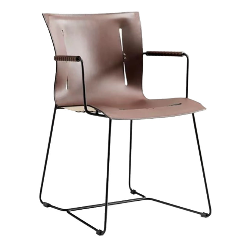 Metal Frame Dining Room Chair Indoor Faux Leather Dining Chair