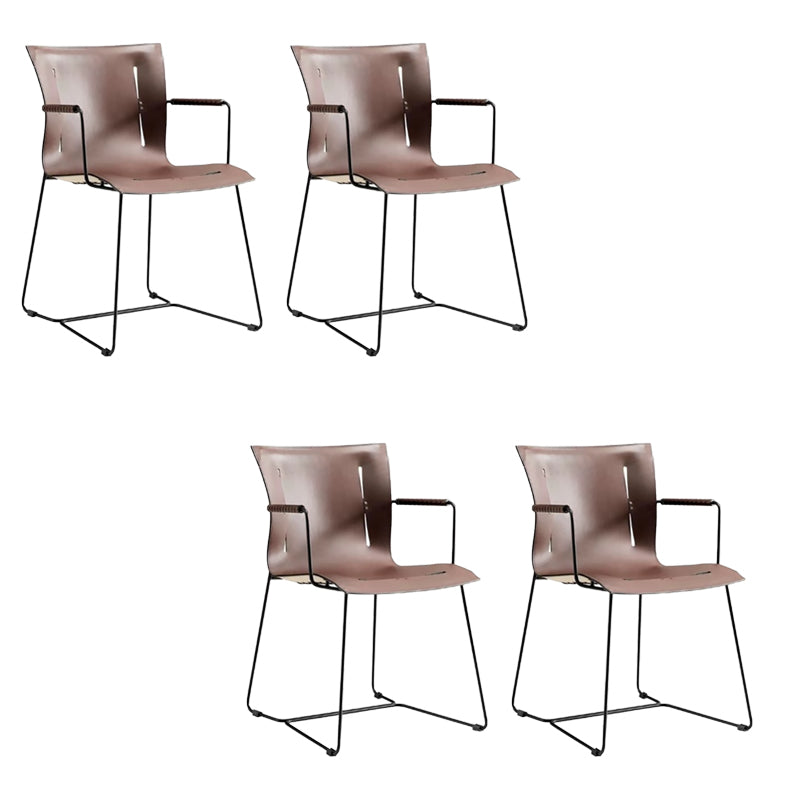 Metal Frame Dining Room Chair Indoor Faux Leather Dining Chair