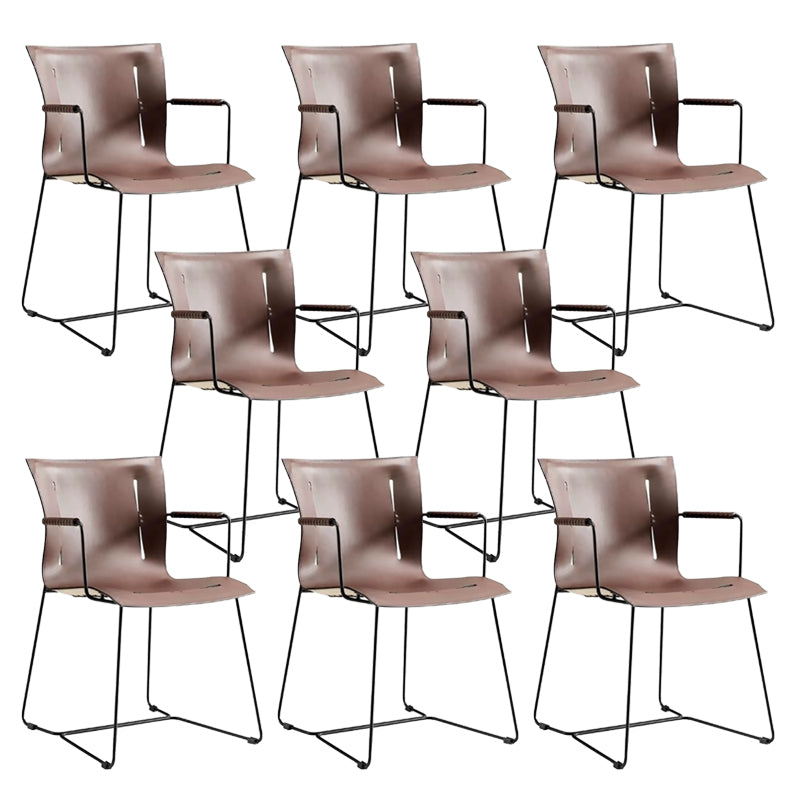 Metal Frame Dining Room Chair Indoor Faux Leather Dining Chair