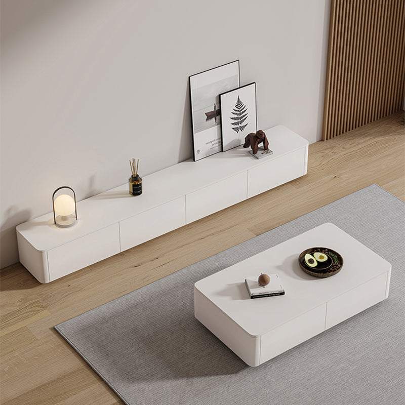 Block Coffee Cocktail Table with 4 Storage Drawers Wood Top Modern
