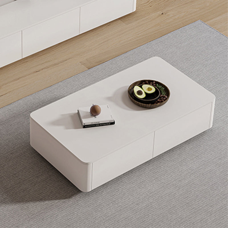 Block Coffee Cocktail Table with 4 Storage Drawers Wood Top Modern