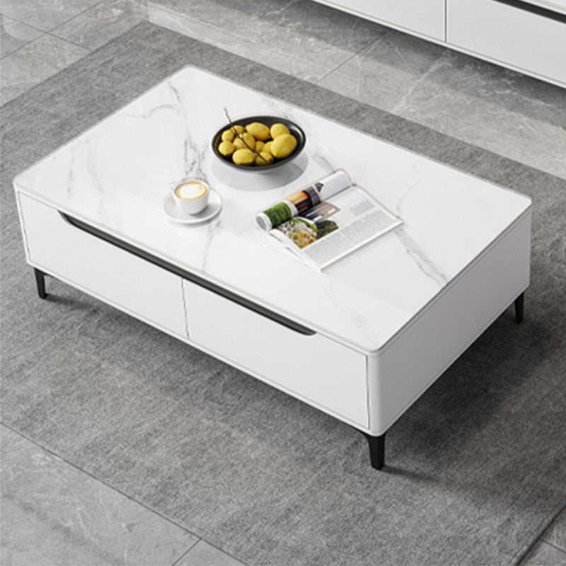 4 Legs Coffee Cocktail Table with 4 Storage Drawers Slate Top