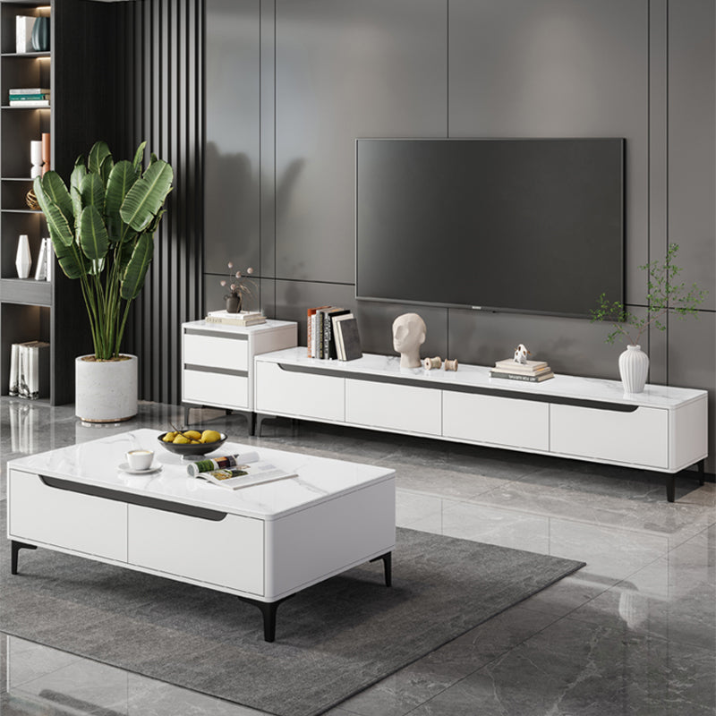 4 Legs Coffee Cocktail Table with 4 Storage Drawers Slate Top