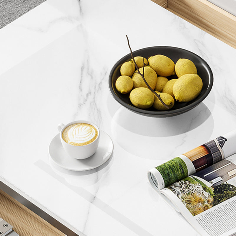 4 Legs Coffee Cocktail Table with 4 Storage Drawers Slate Top