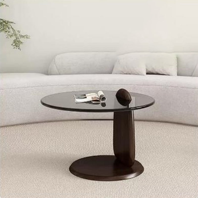 3 Legs Coffee Cocktail Table with Round Glass Top Contemporary