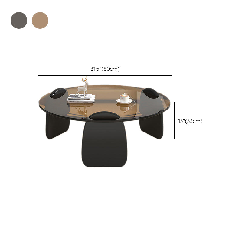 3 Legs Coffee Cocktail Table with Round Glass Top Contemporary