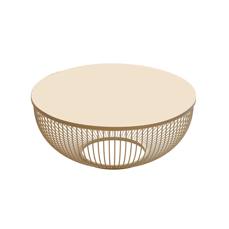 Slate/Wooden Top Coffee Cocktail Table Round Scandinavian Cream Color
