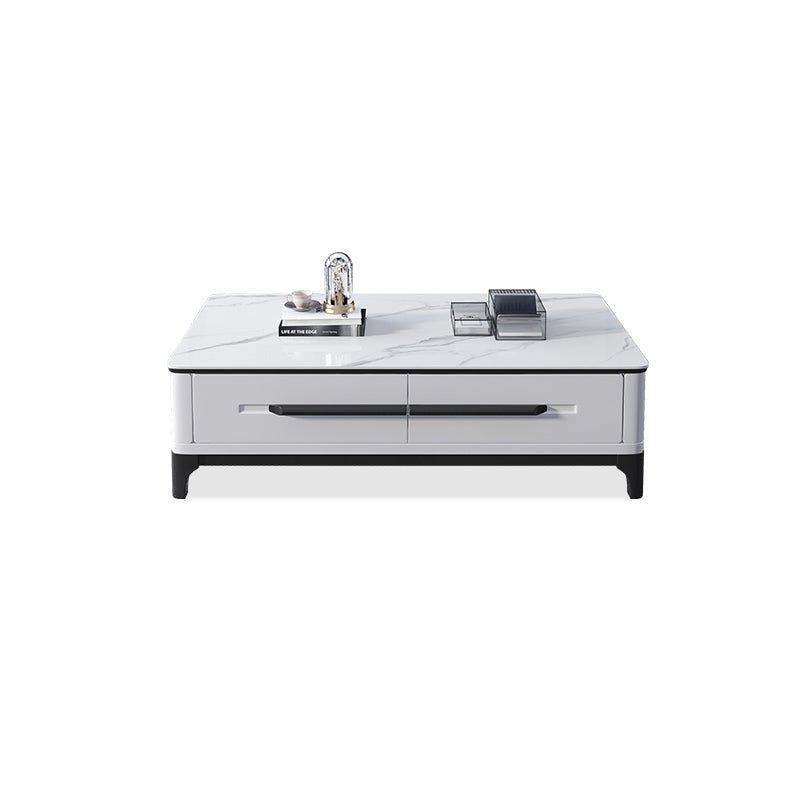 Slate Rectangular Coffee Table with 4 Storage Drawers and 4 Legs