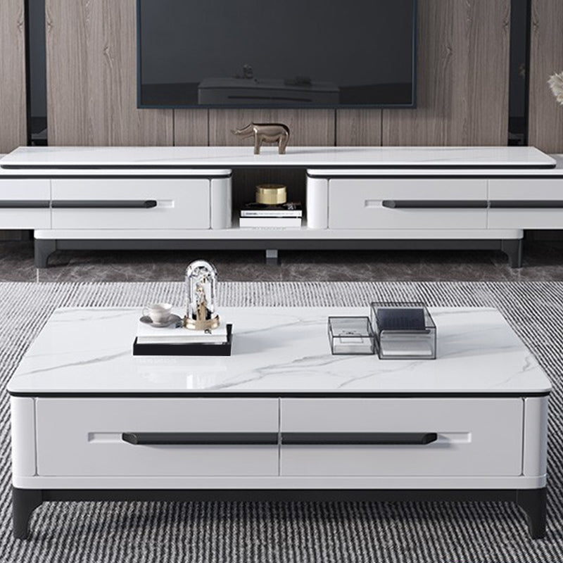Slate Rectangular Coffee Table with 4 Storage Drawers and 4 Legs