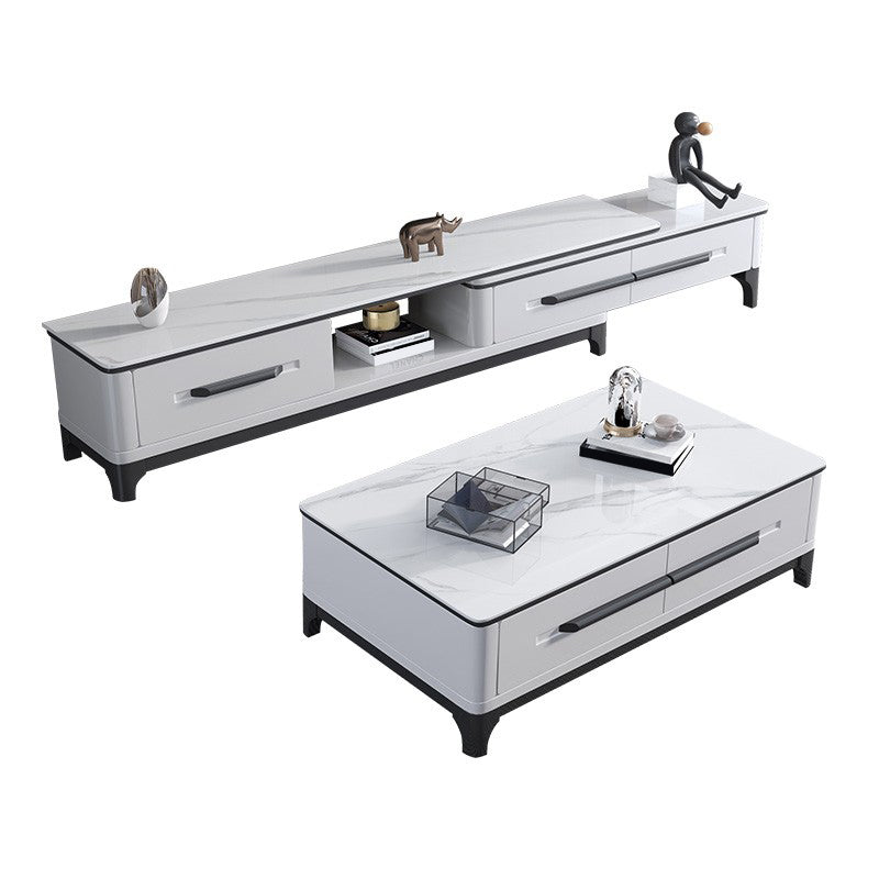 Slate Rectangular Coffee Table with 4 Storage Drawers and 4 Legs