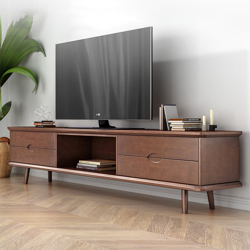 4 Legs Coffee or End Table with Storage Drawers Solid Wood Rectangle