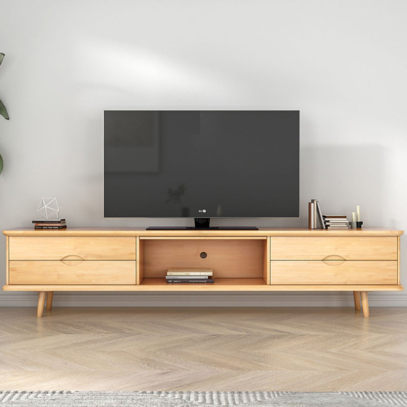 4 Legs Coffee or End Table with Storage Drawers Solid Wood Rectangle