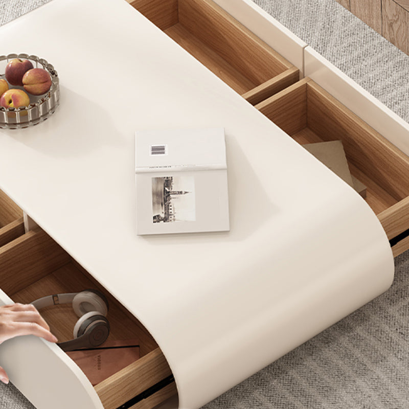 Wooden Coffee or End Table with Storage Drawers Contemporary Abstract