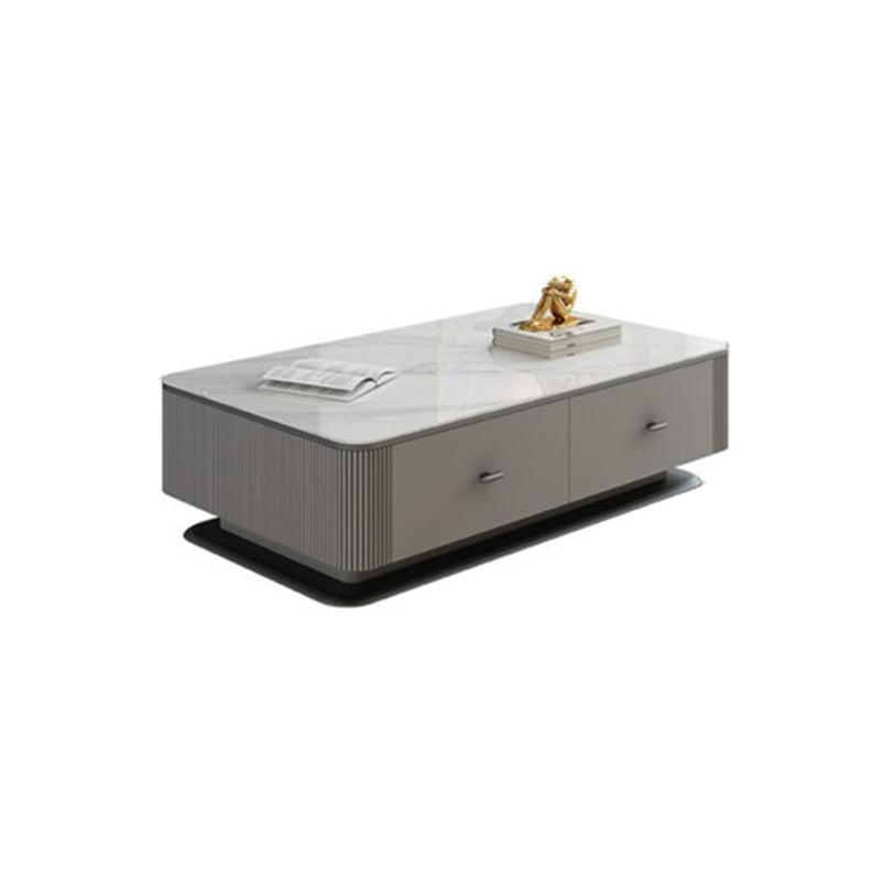 Slate Coffee or End Table with Storage Drawers Contemporary Block
