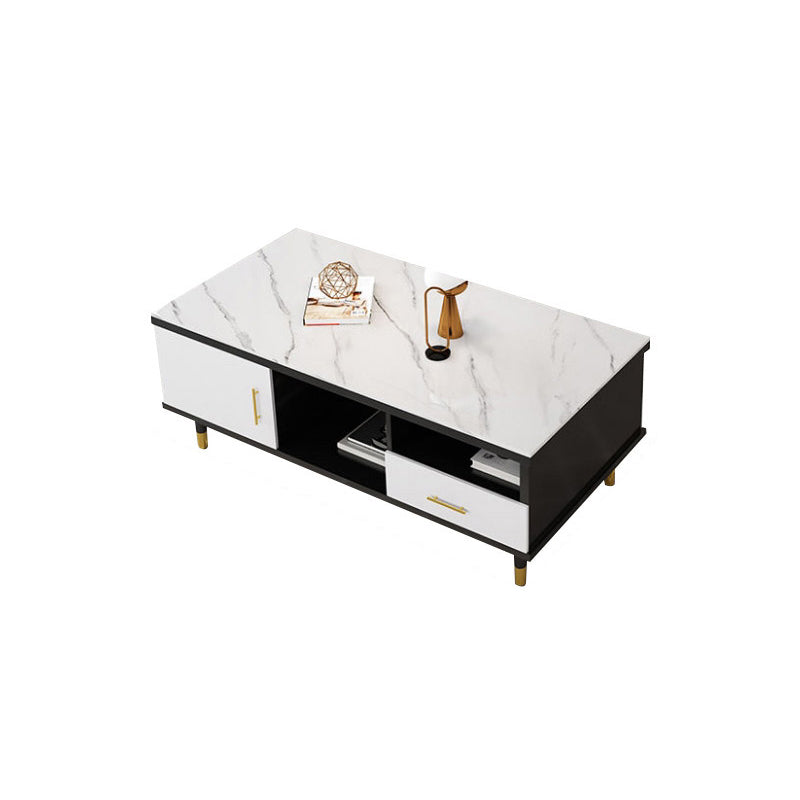 Slate Coffee or End Table with Storage Drawers Contemporary 4 Legs