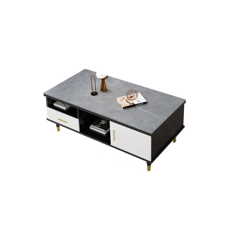 Slate Coffee or End Table with Storage Drawers Contemporary 4 Legs