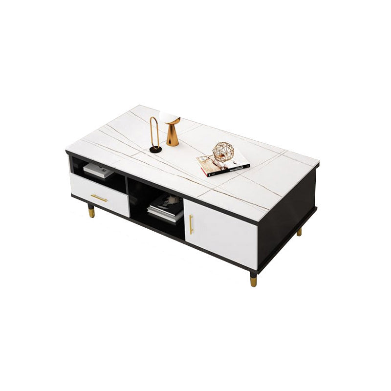 Slate Coffee or End Table with Storage Drawers Contemporary 4 Legs