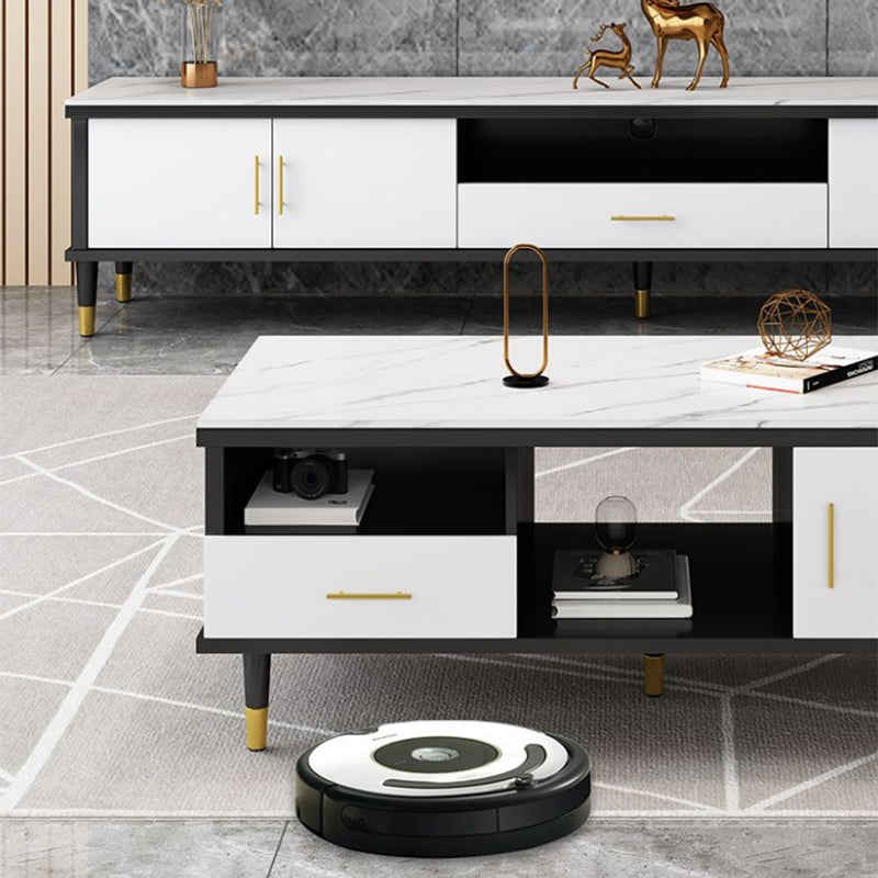 Slate Coffee or End Table with Storage Drawers Contemporary 4 Legs
