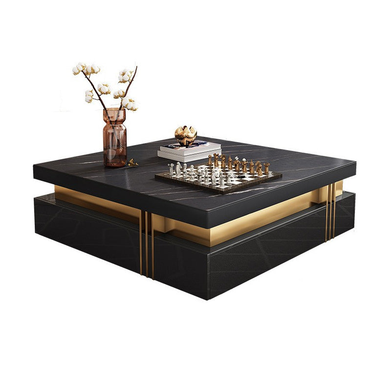 Slate Coffee or End Table with 4 Storage Drawers Contemporary