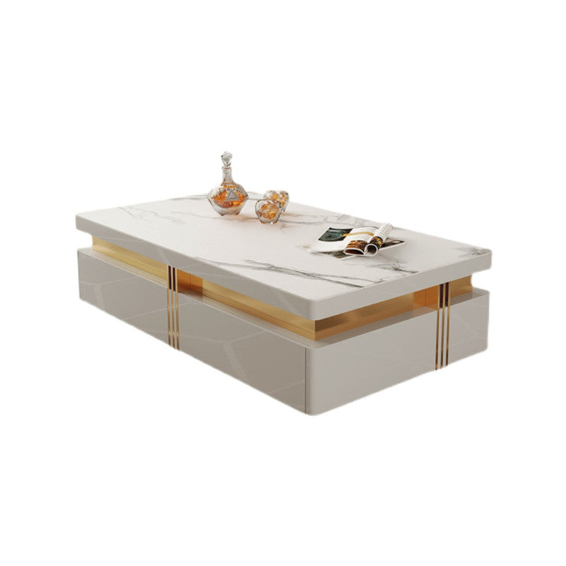 Slate Coffee or End Table with 4 Storage Drawers Contemporary