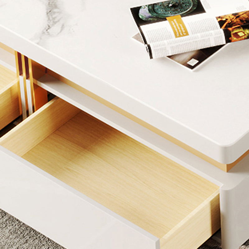 Slate Coffee or End Table with 4 Storage Drawers Contemporary