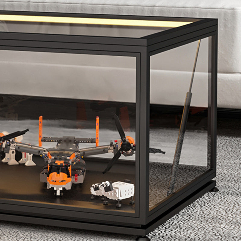 Glass Top Coffee Cocktail Table Block/4 Legs Contemporary Trunk Storage