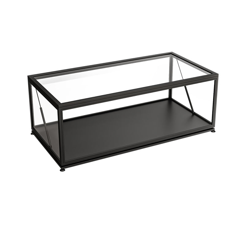 Glass Top Coffee Cocktail Table Block/4 Legs Contemporary Trunk Storage