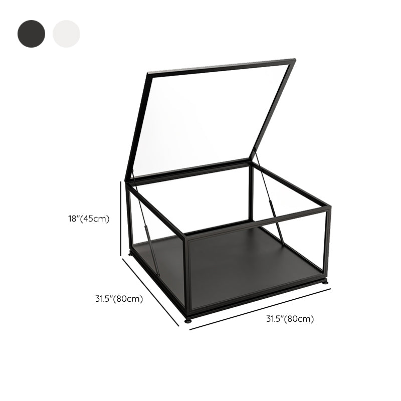 Glass Top Coffee Cocktail Table Block/4 Legs Contemporary Trunk Storage