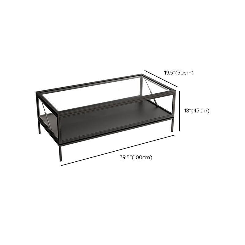 Glass Top Coffee Cocktail Table Block/4 Legs Contemporary Trunk Storage