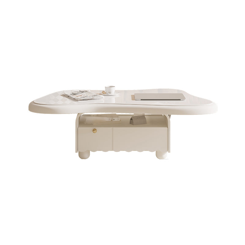 Slate Coffee Cocktail Table with Storage Drawers White Block Contemporary