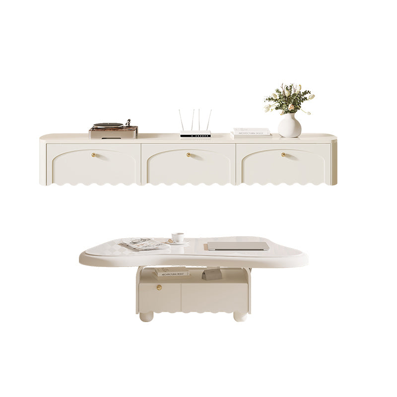 Slate Coffee Cocktail Table with Storage Drawers White Block Contemporary